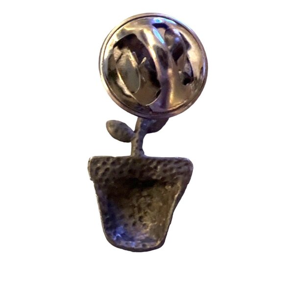 Vintage Rhinestones Potted Flower Pin Red - Picture 2 of 3